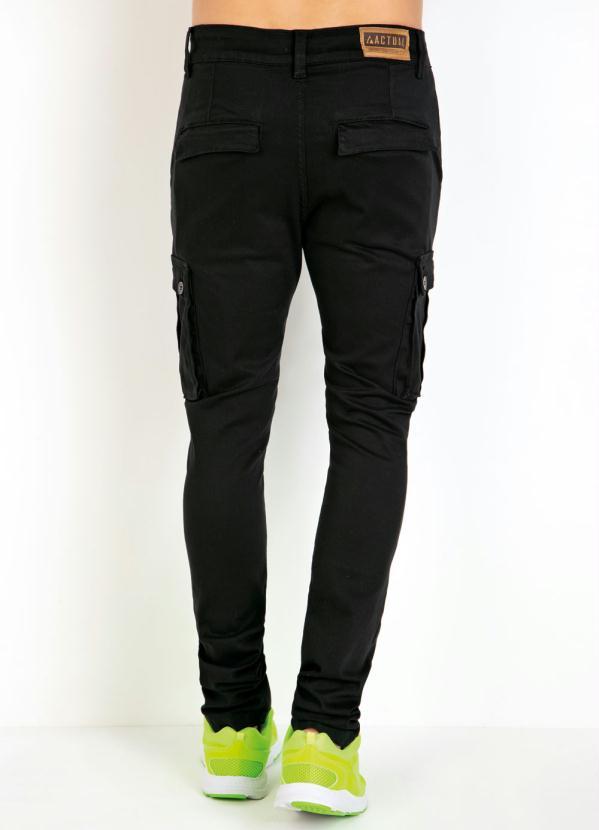 Outlet - Calça Actual Preta Skinny com Bolsos Cargo 6