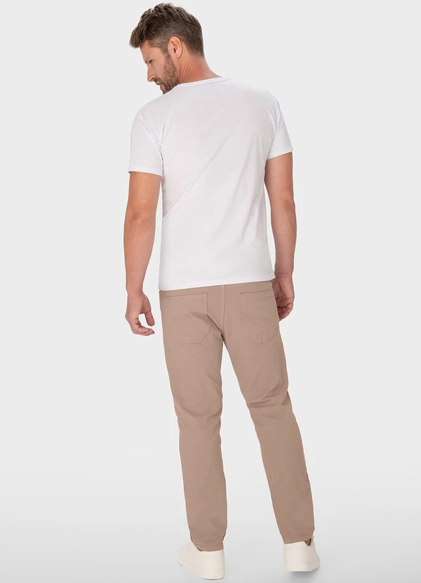 Malwee - Calça Bege Slim em Sarja Masculina 4