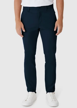 Malwee - Calça Chino em Sarja Azul Marinho - MALWEE