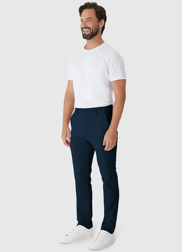 Malwee - Calça Chino em Sarja Azul Marinho 3