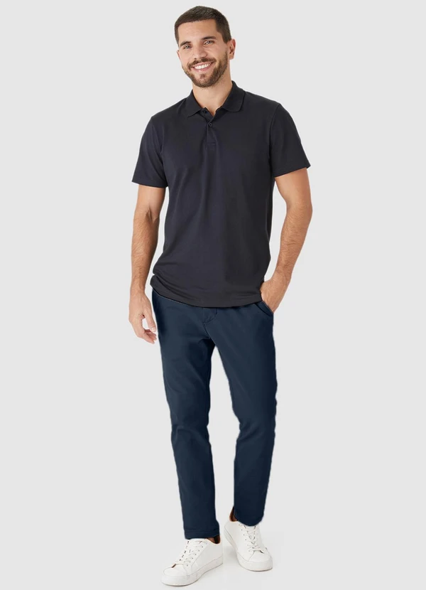 Malwee - Calça Chino em Sarja Azul Marinho 4