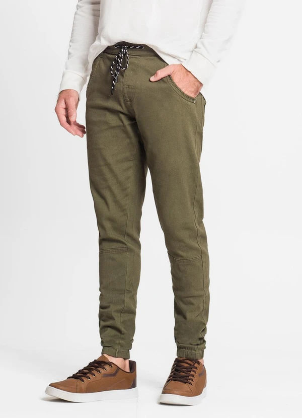 Diametro - Calça com Bolso Masculina em Sarja Verde