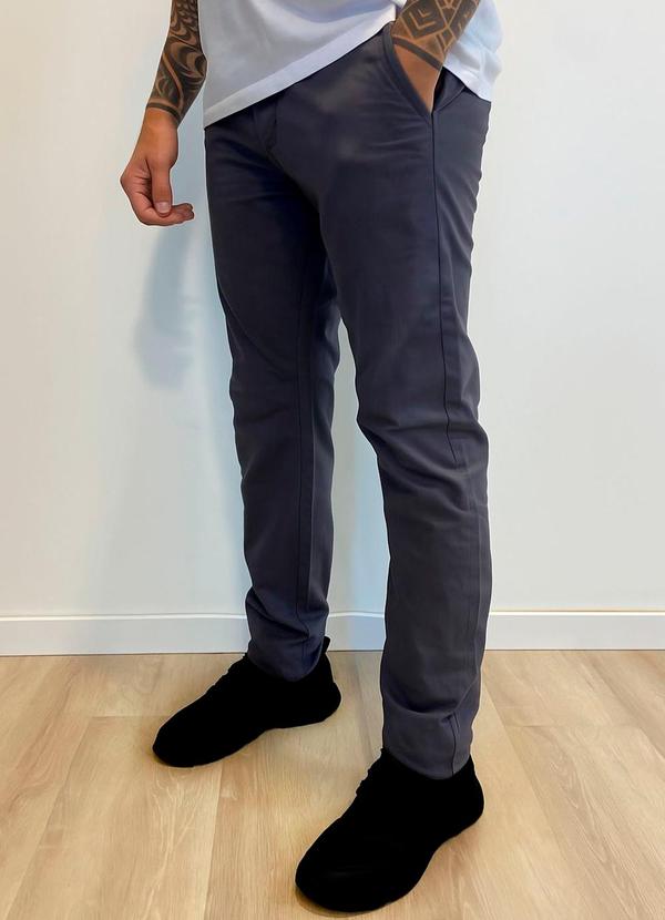 Rafree - Calça de Sarja Masculina Cinza Escuro