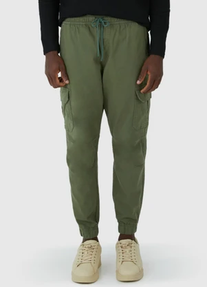 Malwee - Calça Jogger Cargo em Sarja Verde - MALWEE