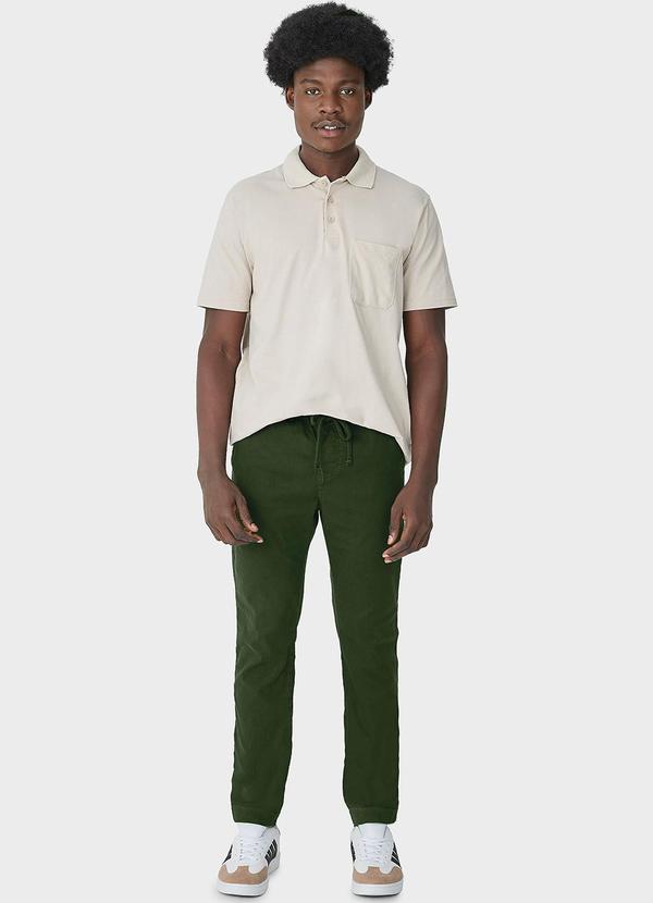 Malwee - Calça Masculina Chino em Sarja Verde 3