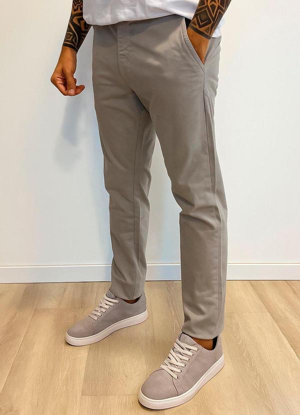 Rafree - Calça Masculina de Sarja Cinza Claro