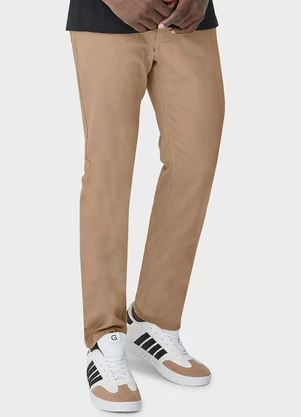 Malwee - Calça Masculina Slim em Sarja Marrom - MALWEE