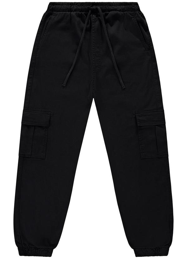 Enfim - Calça Preto Jogger Cargo em Sarja