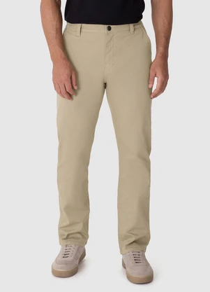 Malwee - Calça Reta em Sarja Stretch Areia - MALWEE