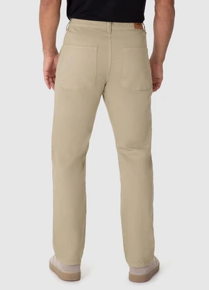 Malwee - Calça Reta em Sarja Stretch Areia - MALWEE