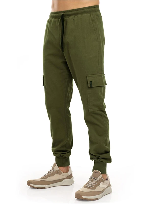 Biogás - Calça Sarja Lavanderia com Elastano Militar