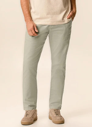 Malwee - Calça Small Slim em Sarja Cinza Claro - MALWEE