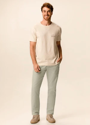 Malwee - Calça Small Slim em Sarja Cinza Claro - MALWEE