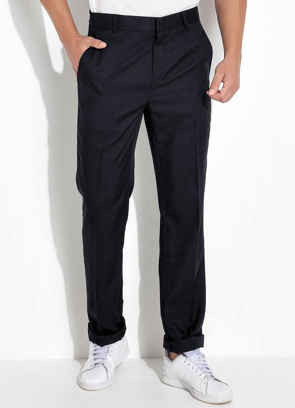 K-du Jeans - Calça Social Preto em Crepe Plano