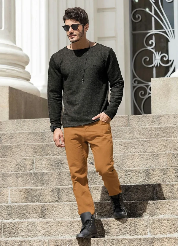 Actual - Calça Actual Caramelo com Bolsos 6