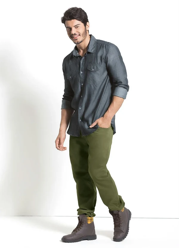 Actual - Calça Actual Verde Militar com Bolsos 3