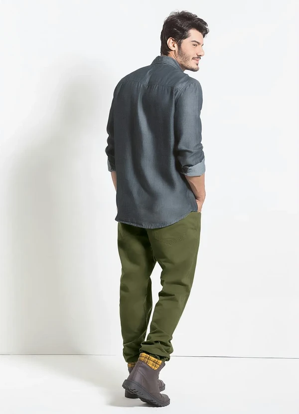 Actual - Calça Actual Verde Militar com Bolsos 4