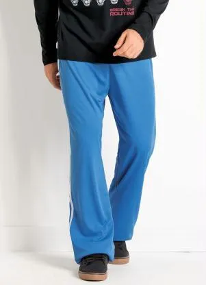 Moda Pop - Calça Azul com Frisos Brancos nas Laterais - MODA POP