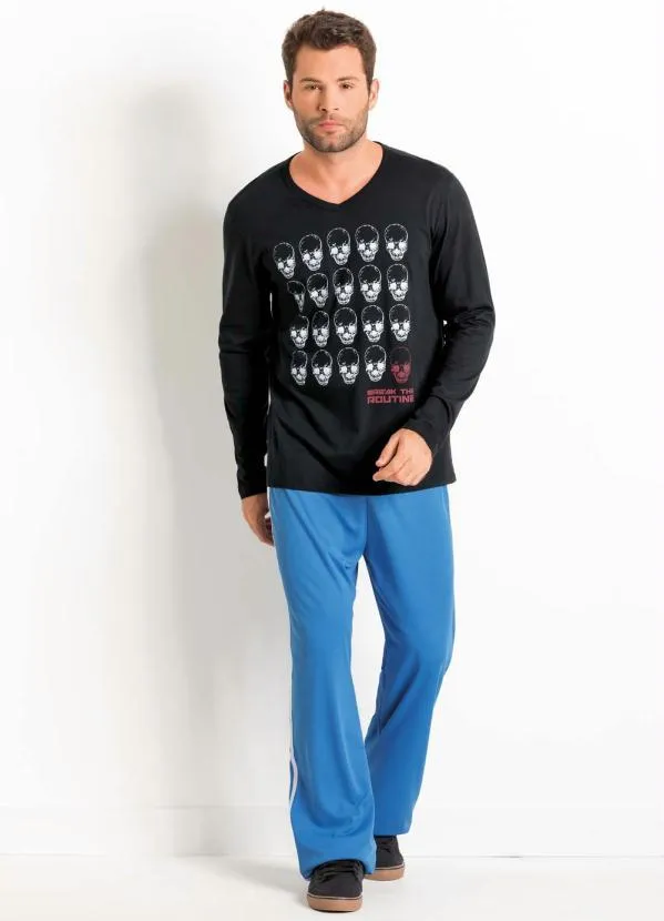 Moda Pop - Calça Azul com Frisos Brancos nas Laterais 3