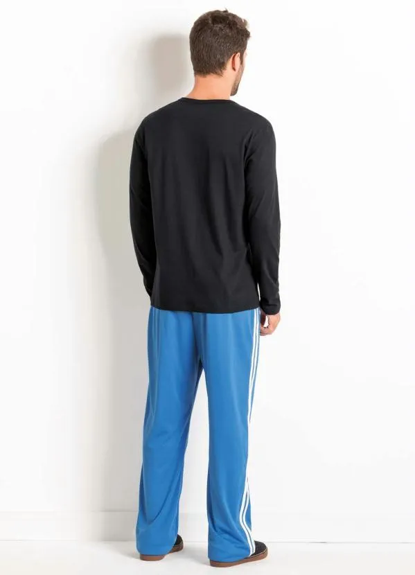 Moda Pop - Calça Azul com Frisos Brancos nas Laterais 4