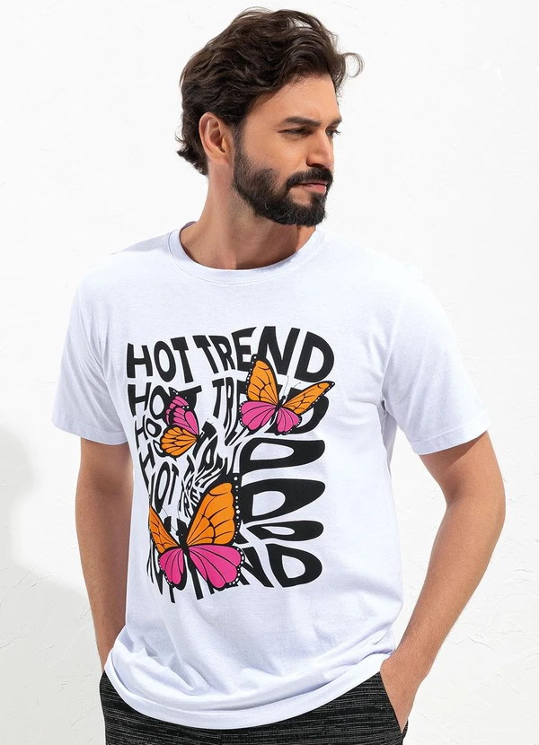 Moda Pop - Blusa Branco em Malha de Algodão