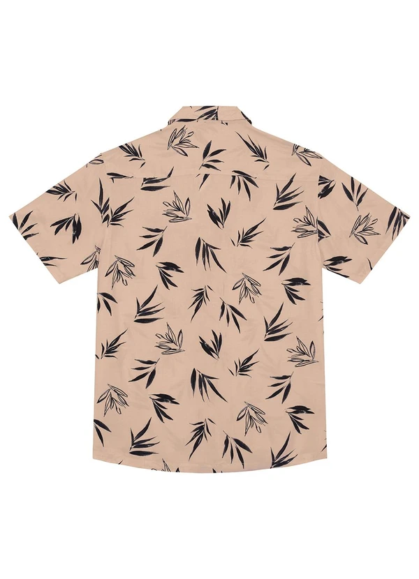 Malwee Plus - Camisa Bege Masculina Regular Folhagens 4