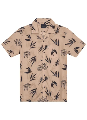 Malwee - Camisa Bege Regular Tropical - MALWEE