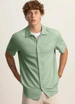 Fico - Camisa de Mangas Curtas com Linho Verde - FICO