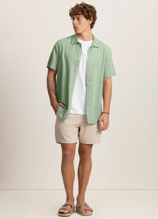 Fico - Camisa de Mangas Curtas com Linho Verde 2