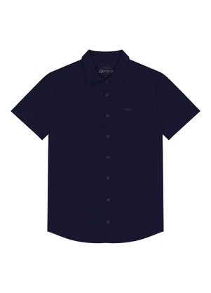 Fico - Camisa de Mangas Curtas Masculina em Malha Azul - FICO