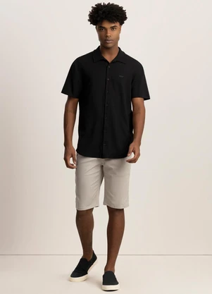 Fico - Camisa de Mangas Curtas Masculina em Malha Preto - FICO
