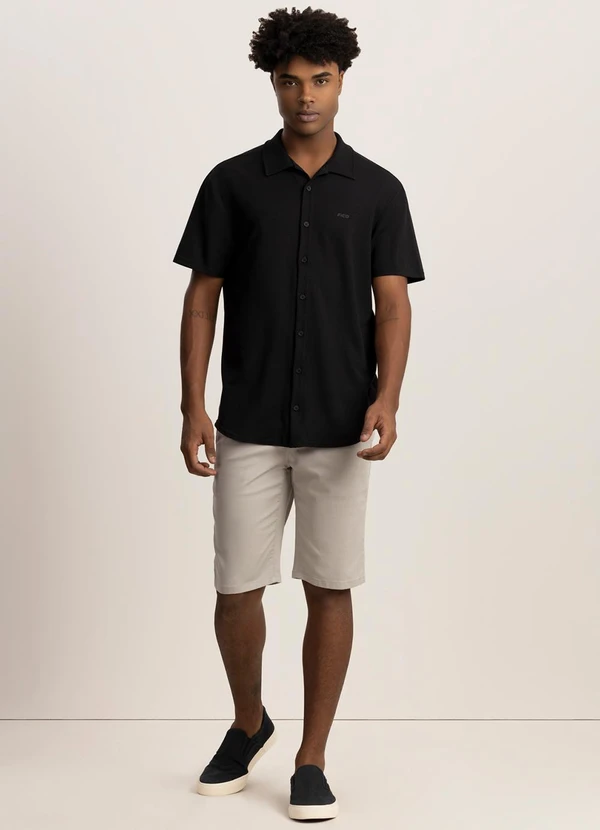 Fico - Camisa de Mangas Curtas Masculina em Malha Preto 2