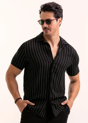 Exco-oil - Camisa em Tecido com Linho Preto - EXCO-OIL