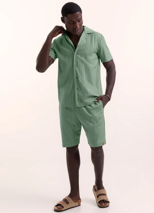 Exco-oil - Camisa em Tecido com Linho Verde - EXCO-OIL