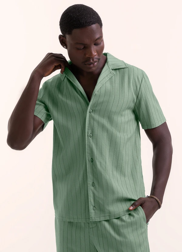 Exco-oil - Camisa em Tecido com Linho Verde