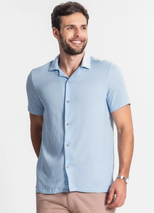 Diametro - Camisa em Viscolinho Masculina Azul