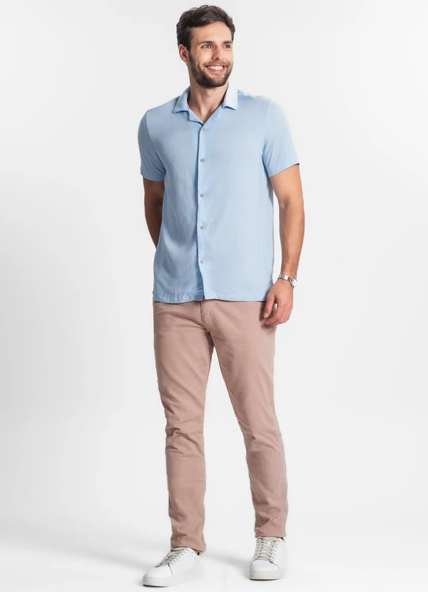 Diametro - Camisa em Viscolinho Masculina Azul 3