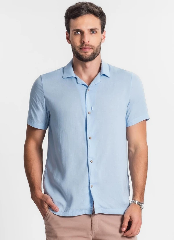 Diametro - Camisa em Viscolinho Masculina Azul 4