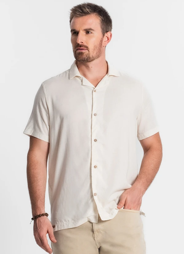 Diametro - Camisa em Viscolinho Masculina Bege 2