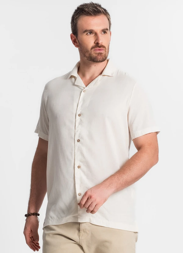 Diametro - Camisa em Viscolinho Masculina Bege 5