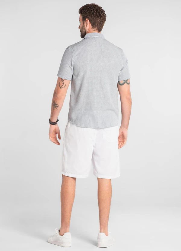 The Philippines - Camisa Listrada em Poliéster Azul 2