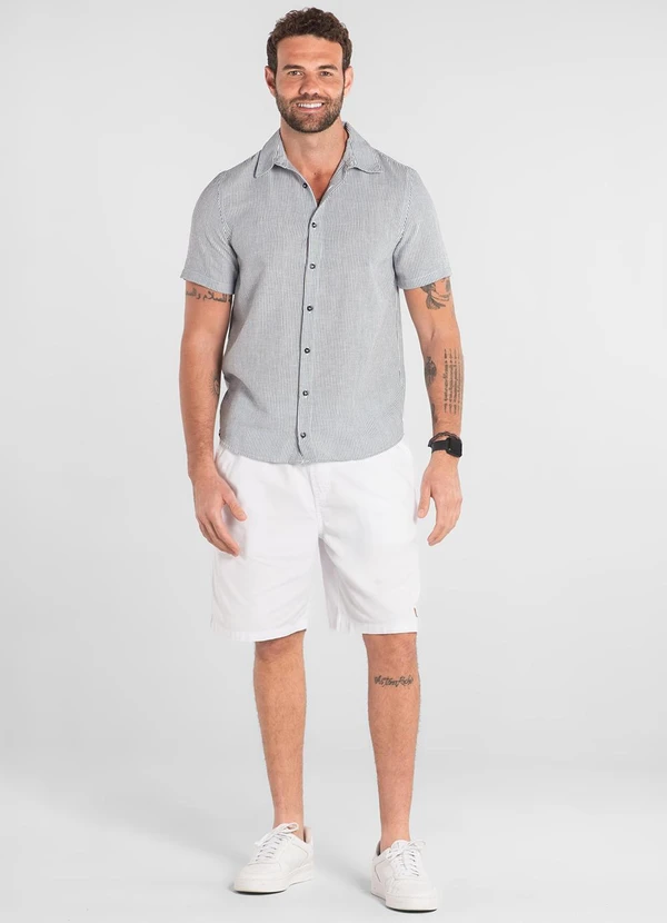 The Philippines - Camisa Listrada em Poliéster Azul 3