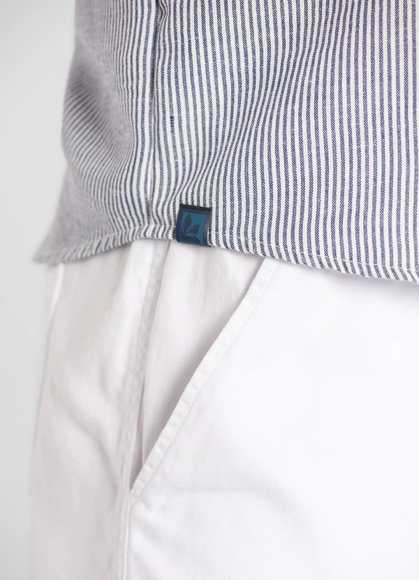 The Philippines - Camisa Listrada em Poliéster Azul 4