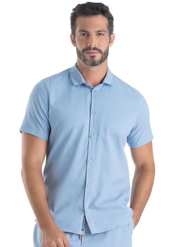 Biogás - Camisa M/C Viscolinho Azul