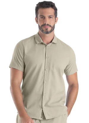 Biogás - Camisa M/C Viscolinho Bege - BIOGÁS