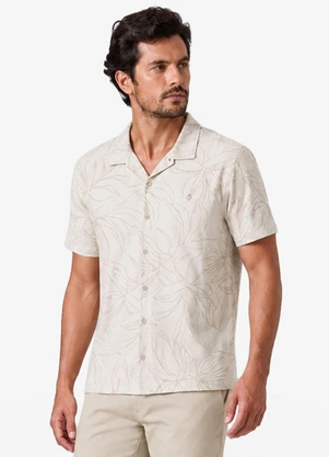 Diametro - Camisa Masculina Cotton Leve Estampada Bege - DIAMETRO