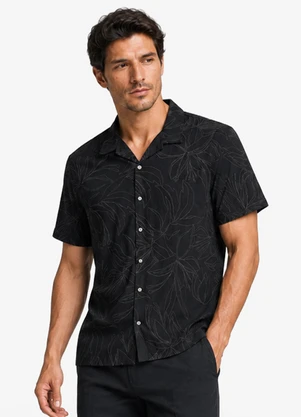 Diametro - Camisa Masculina Cotton Leve Estampada Preto - DIAMETRO