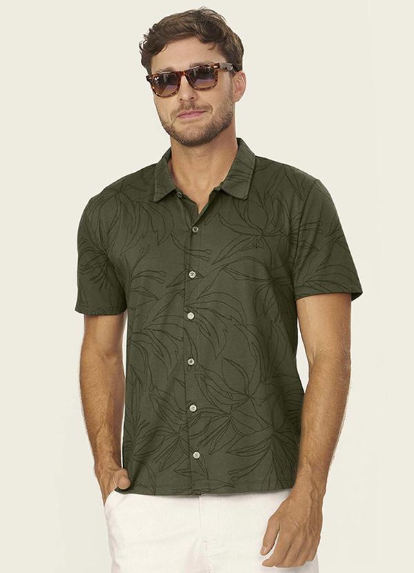 Diametro - Camisa Masculina Cotton Leve Estampada Verde
