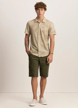 Fico - Camisa Masculina em Malha Estampada Bege - FICO