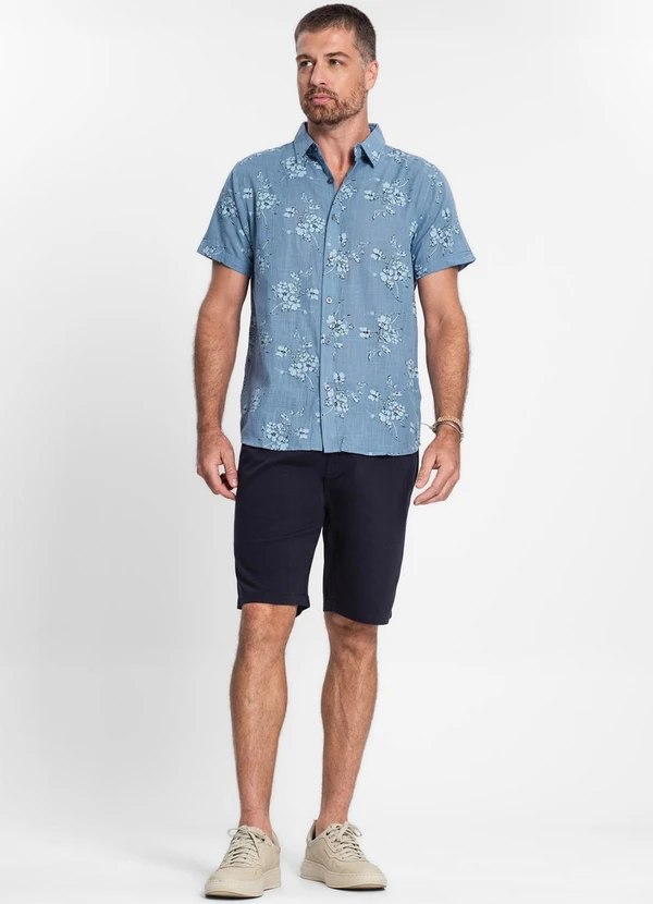 Diametro - Camisa Masculina em Tricoline Azul 3